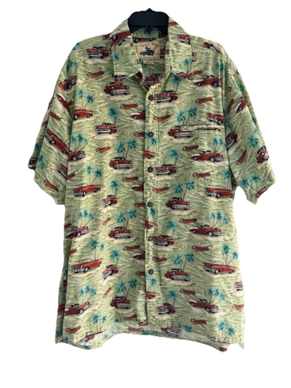 Vintage Cruzin Wear Men's Sz 2XL Chevrolet Chevy Car Hawaiian Button Up Shirt